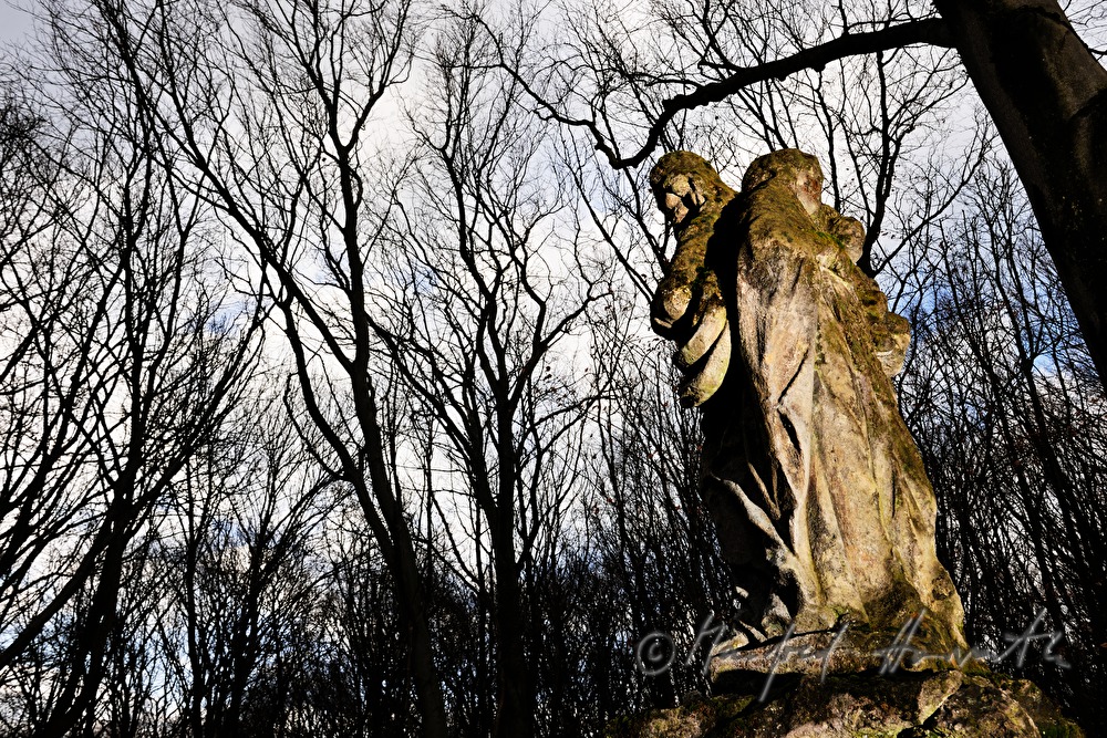 christian wayside sculpture on the water parting