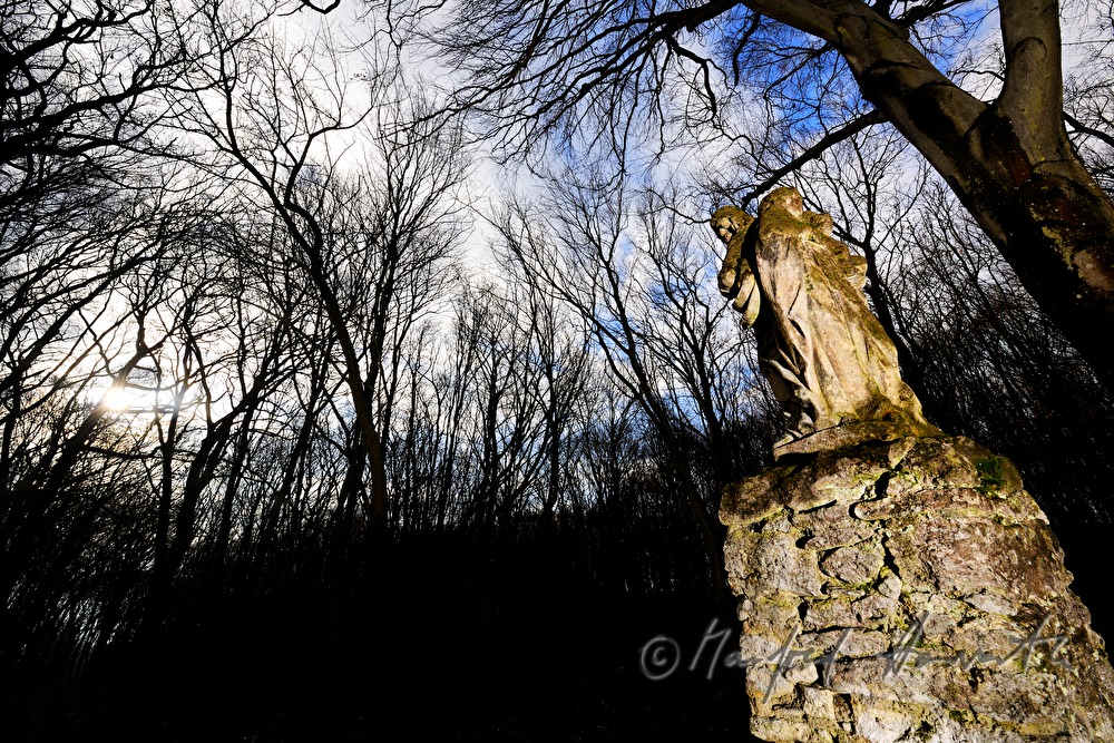 christian wayside sculpture on the water parting