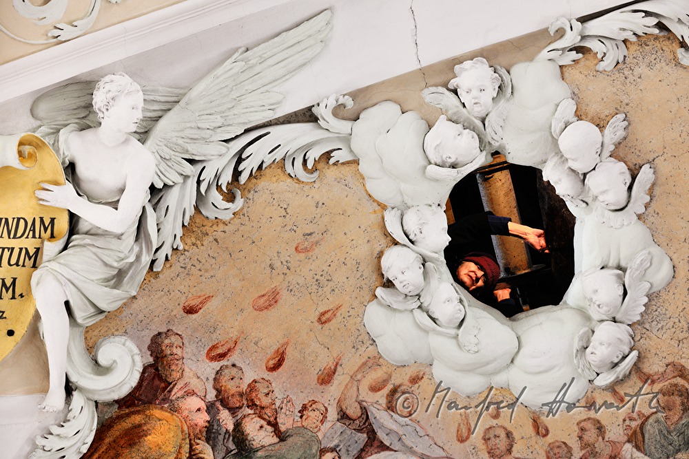 baroque fresco and hole for the pneuma