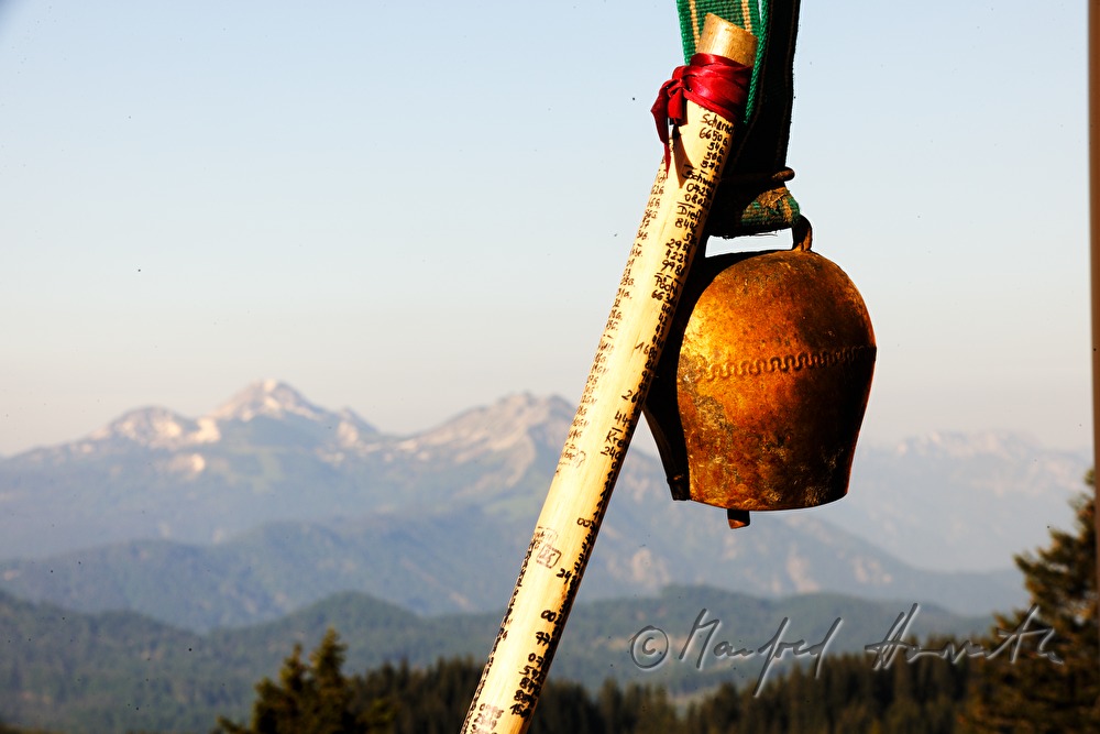 cowbell and hiking pole of the herdswoman