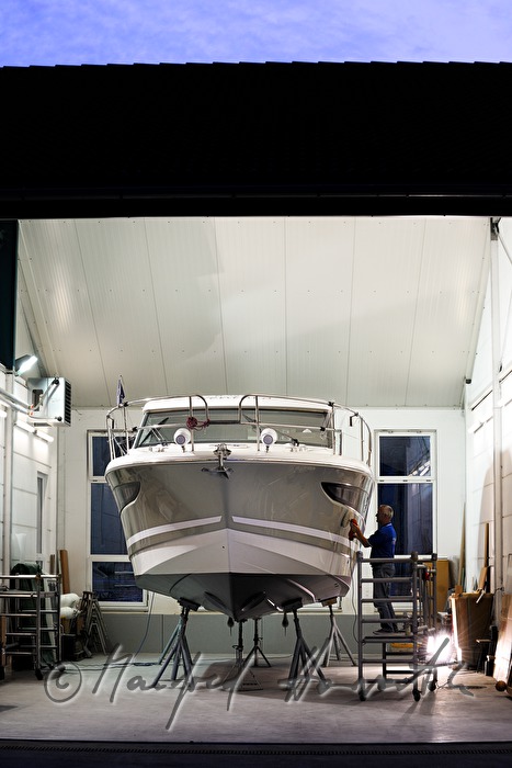 making of a motor yacht in the wharf