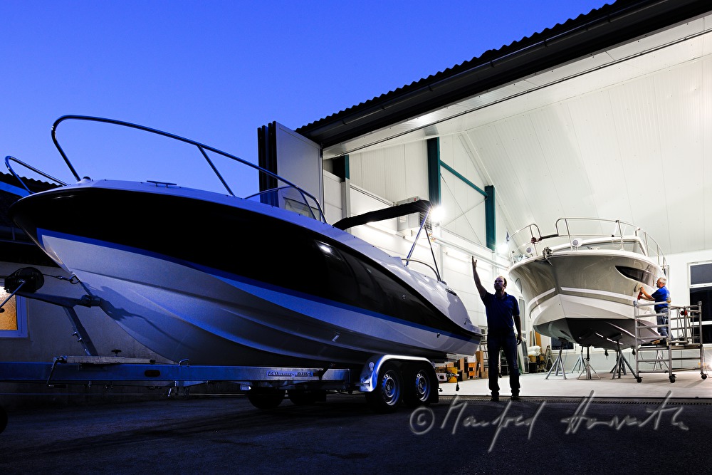 making of a motor yacht in the wharf