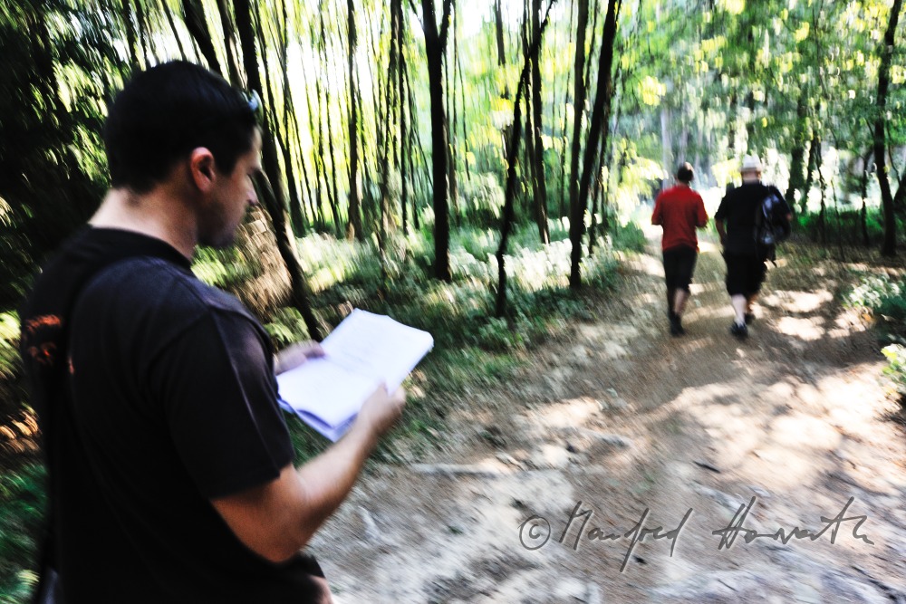 group of participants following a GPS-signal