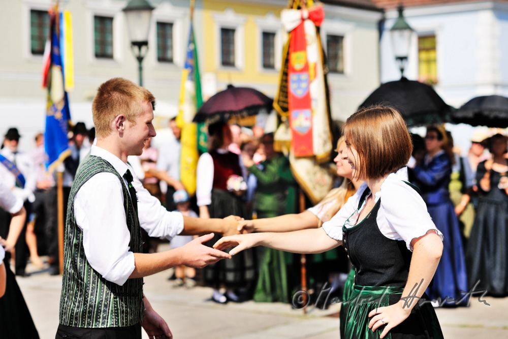 folk dance show after the mass on the church square