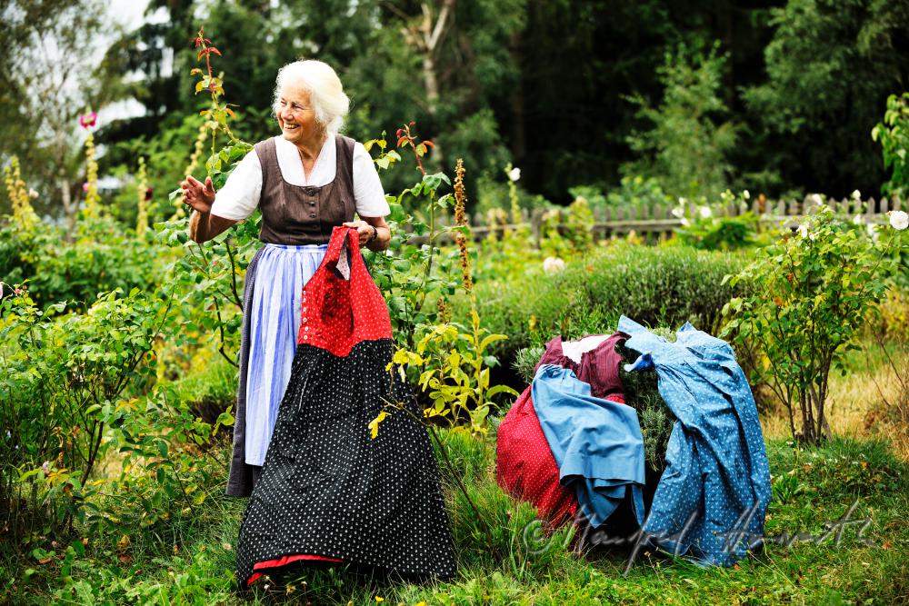 Mrs. Ingolde Fuchs airing her dresses