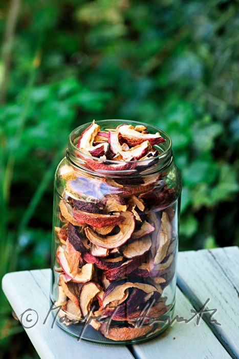 dried apples in a storage jar