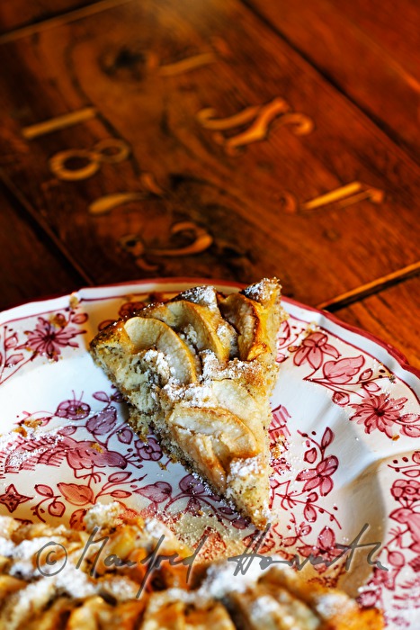 homemade apple pie on an old kitchen table