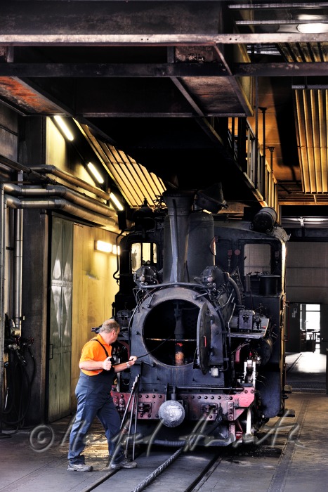steam locomotive in the railwaystation of 