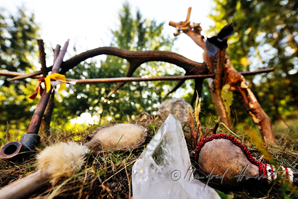 rock crystal and rattles at the altar