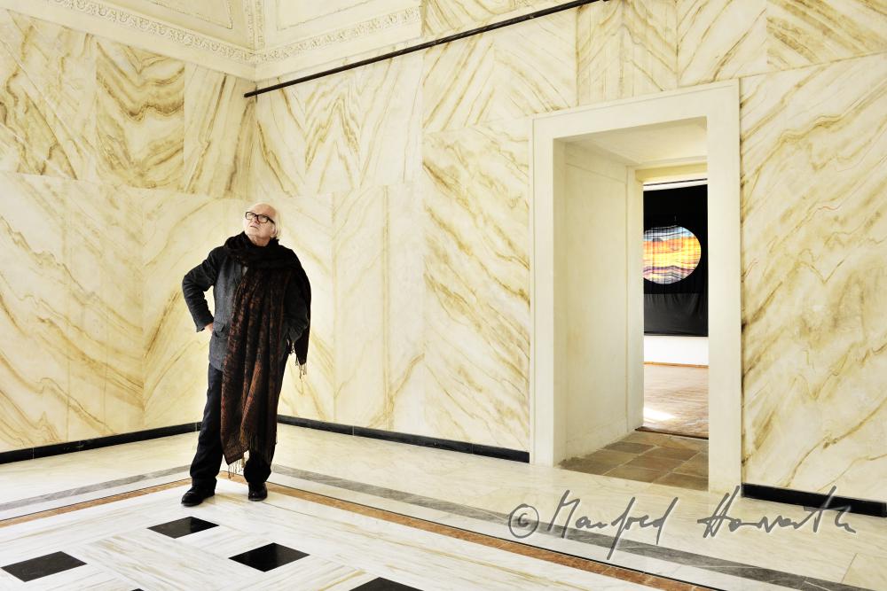 painter Anton Lehmden in the marble hall of his castle
