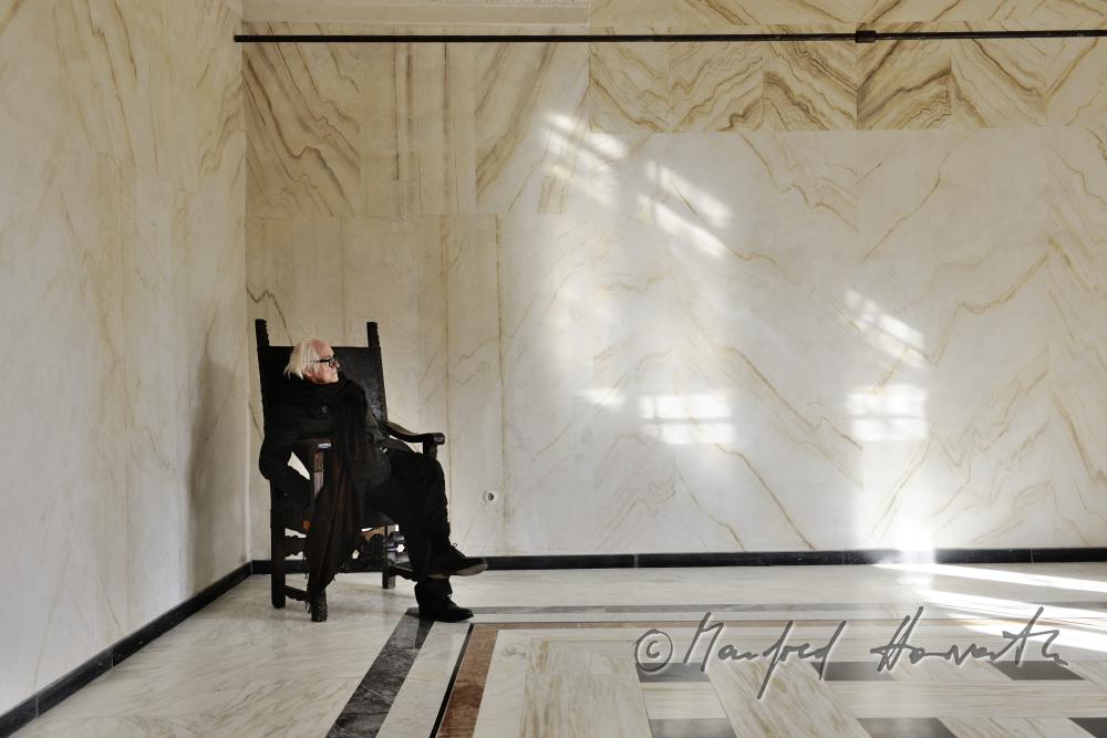 painter Anton Lehmden in the marble hall of his castle
