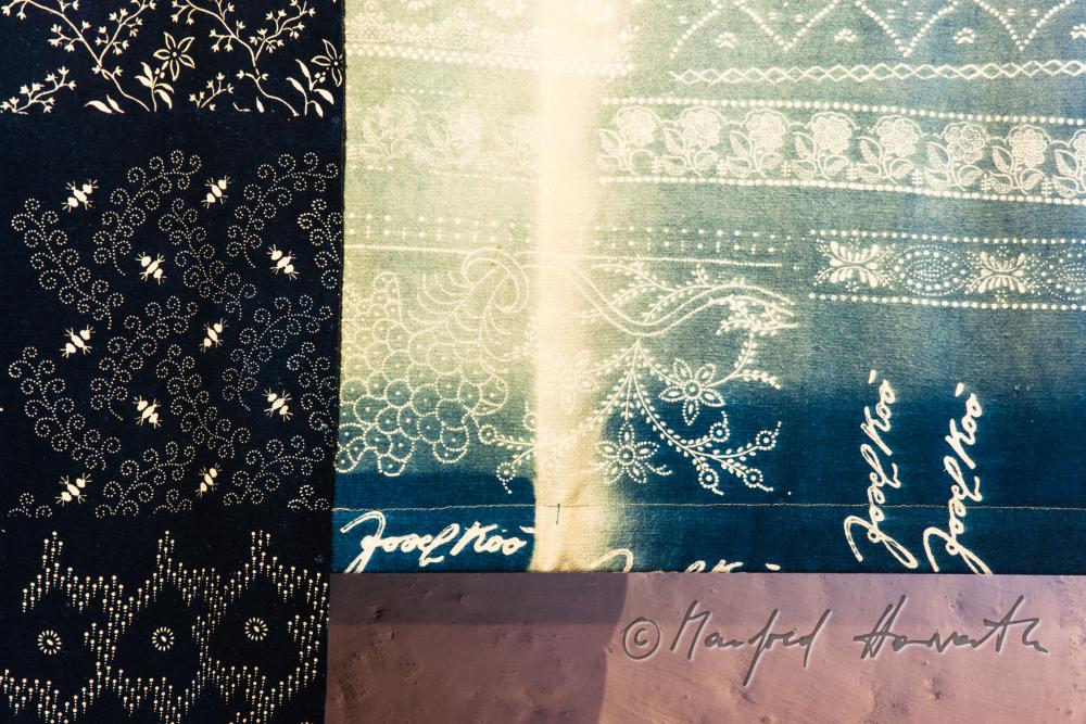 exhibition of old, Indigo dyed cloth