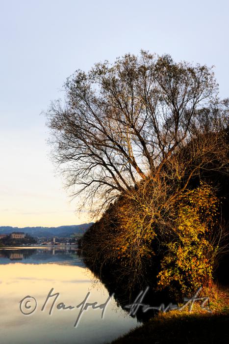 view to the town from the opposite river shore