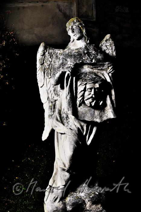 baroque sculpture of an angel at the Calvary