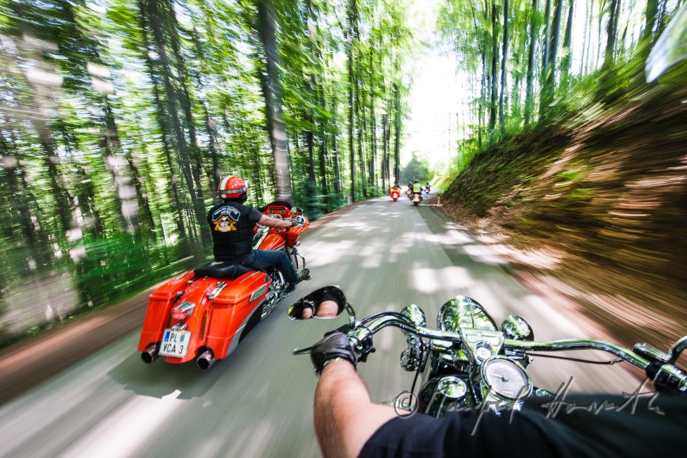 motorcycling with Harley Davidson bikes
