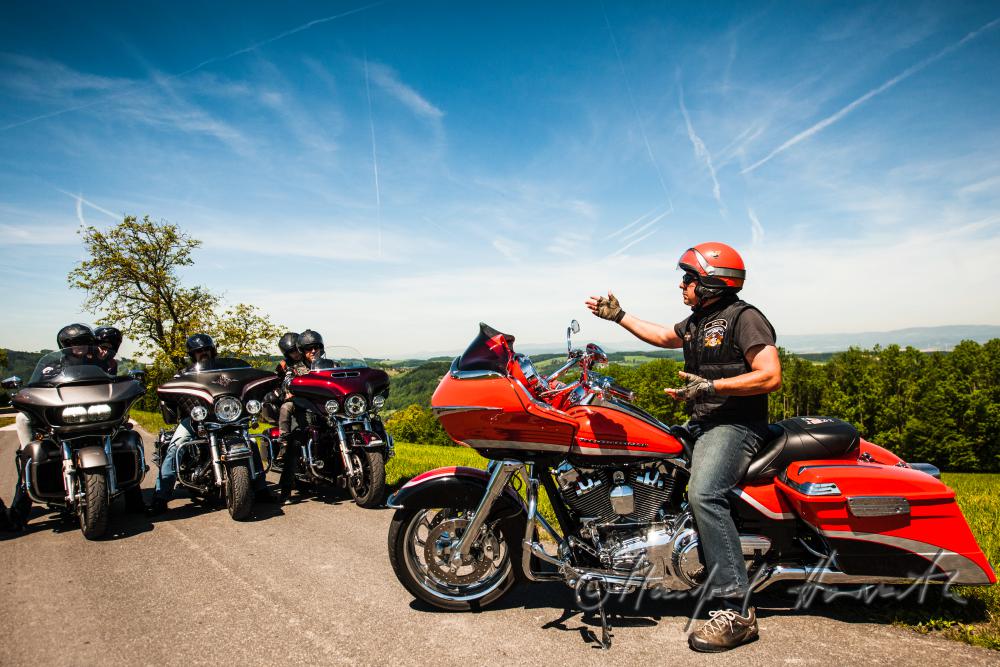 motorcycling with Harley Davidson bikes