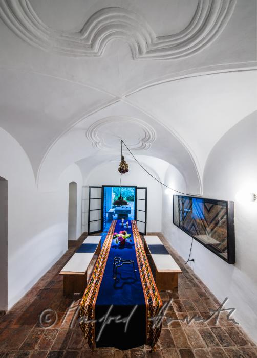 dining room in the stucco hall