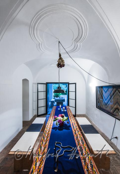 dining room in the stucco hall