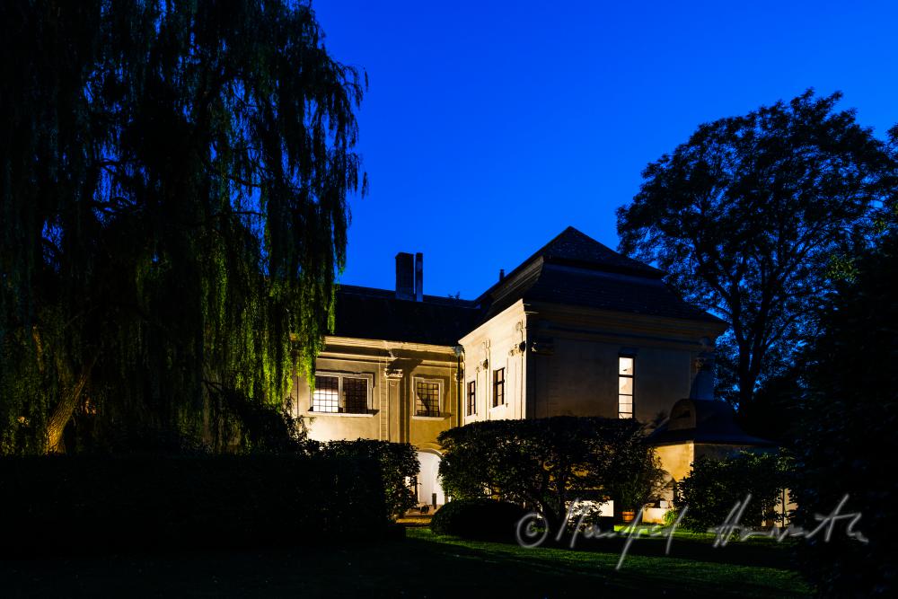 garden wit old trees and the southern fassade