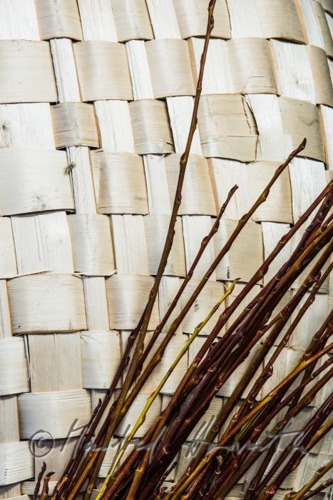 braided basket made of hazlenut and willow brushwood