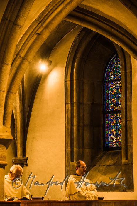 monks at the morning prayer in the chapter house