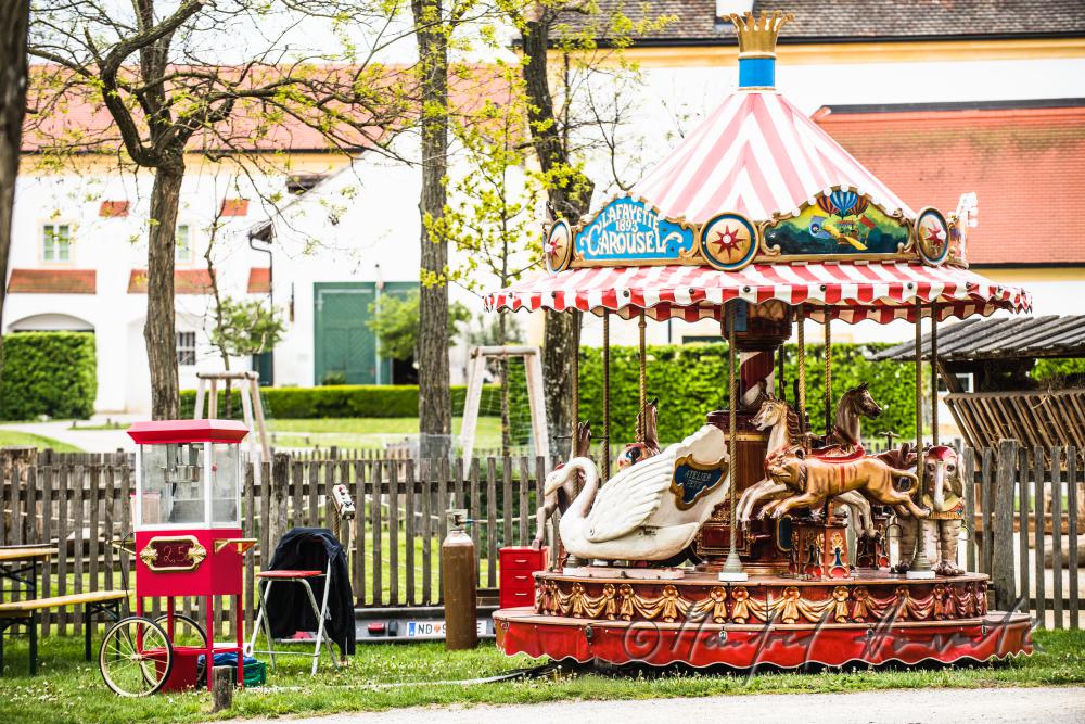 merry-go-round in the garden at the festival of 1st May