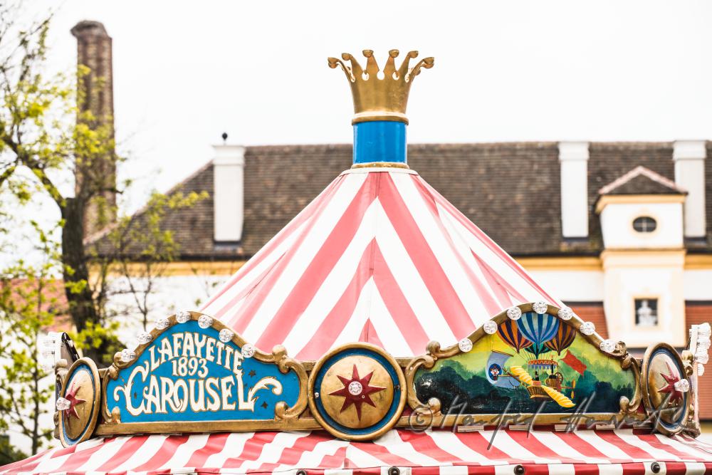 merry-go-round in the garden at the festival of 1st May