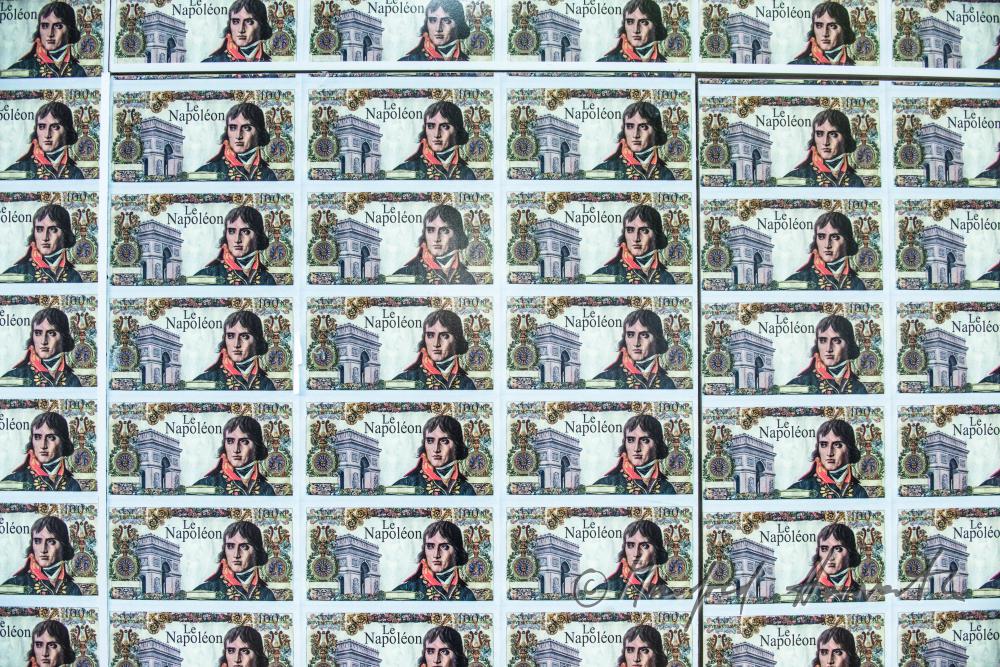 poster on a house wall showing Napoleon