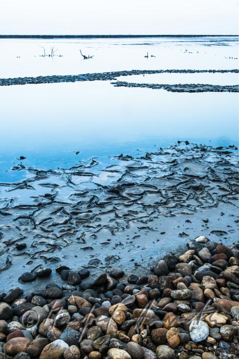 dry salt pond in the alluvial plain