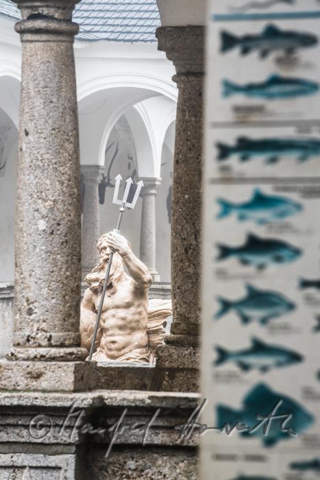 baroque statue of Neptun at the fish tank