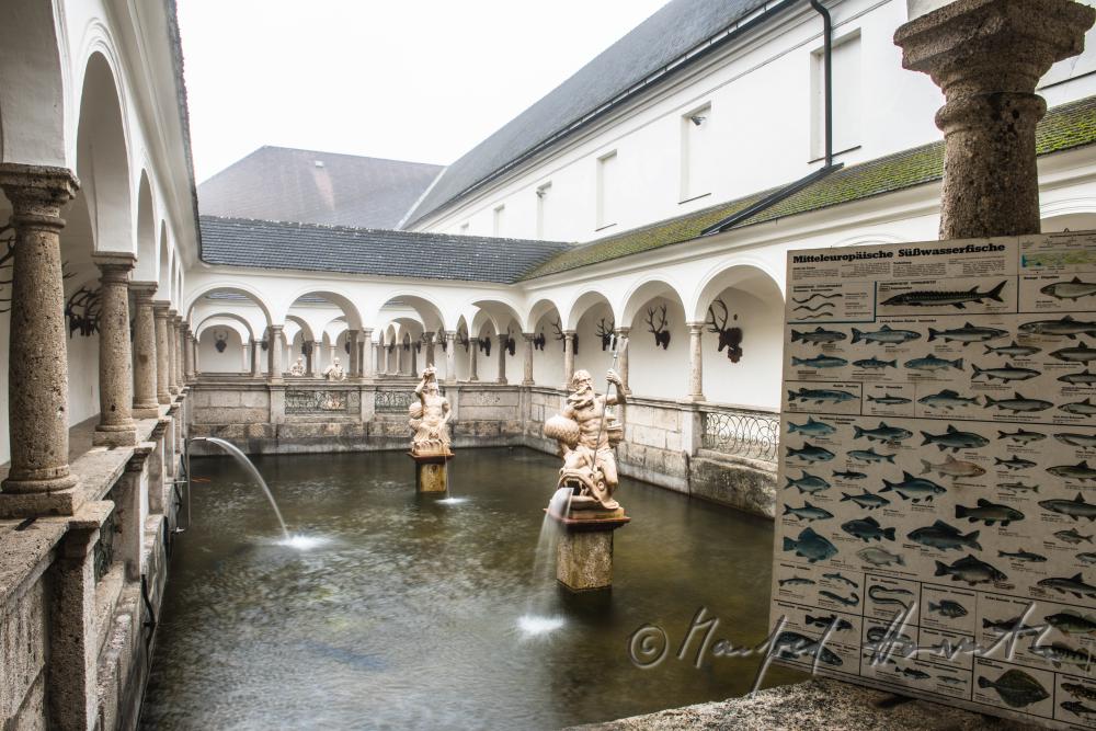 baroque statue of Neptun at the fish tank