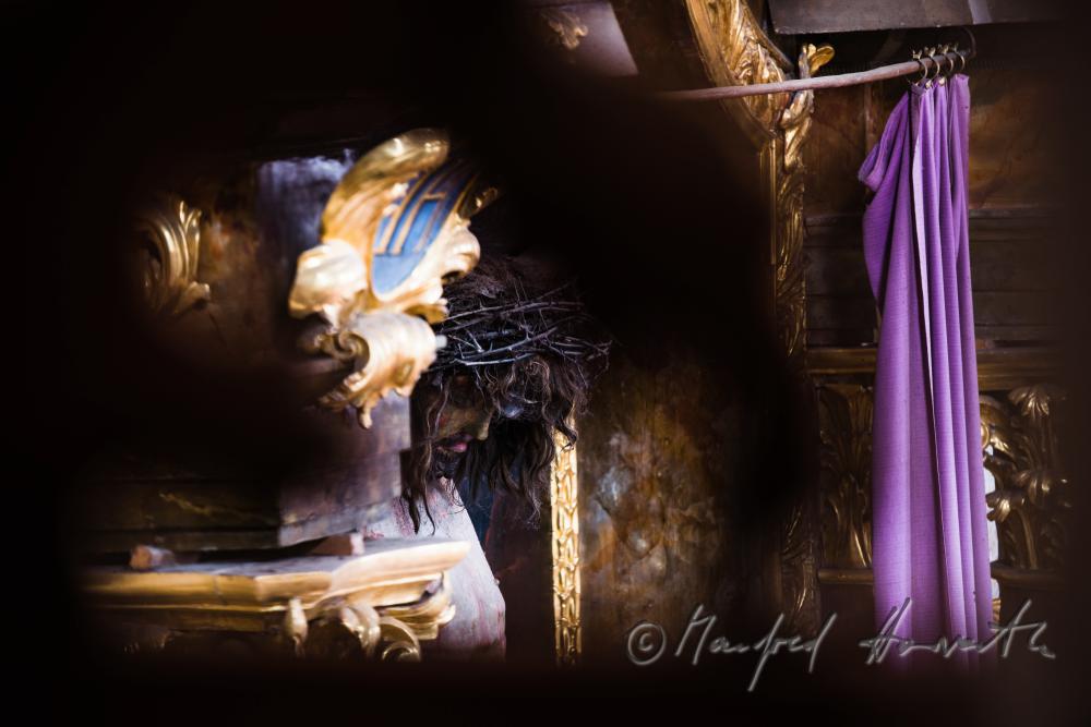 baroque crucified Jesus with real hair